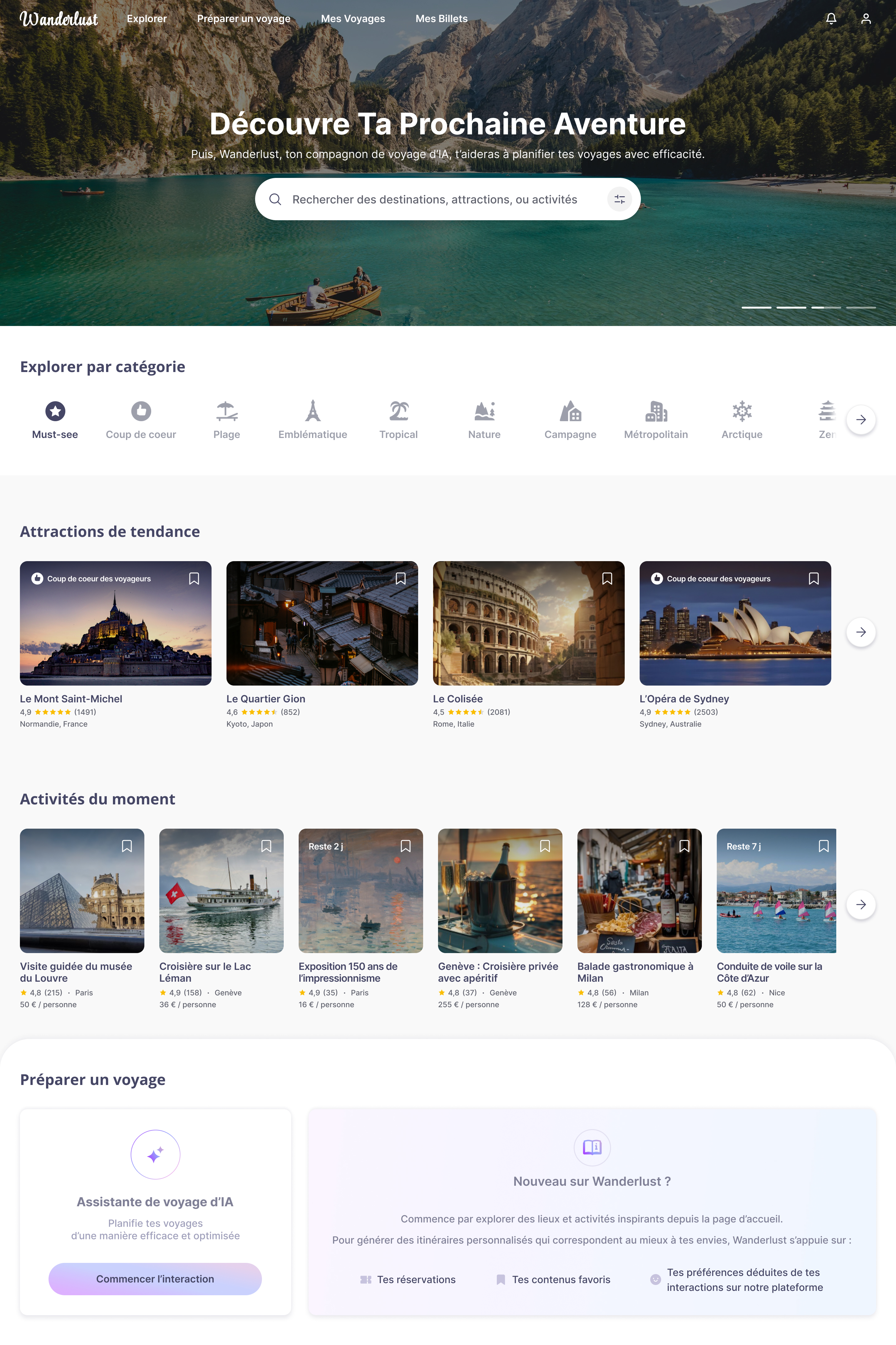Desktop homepage